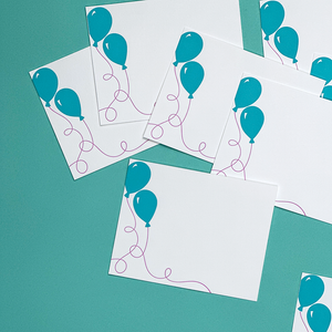 Letterpress Notecards feauturing balloons in a flatlay