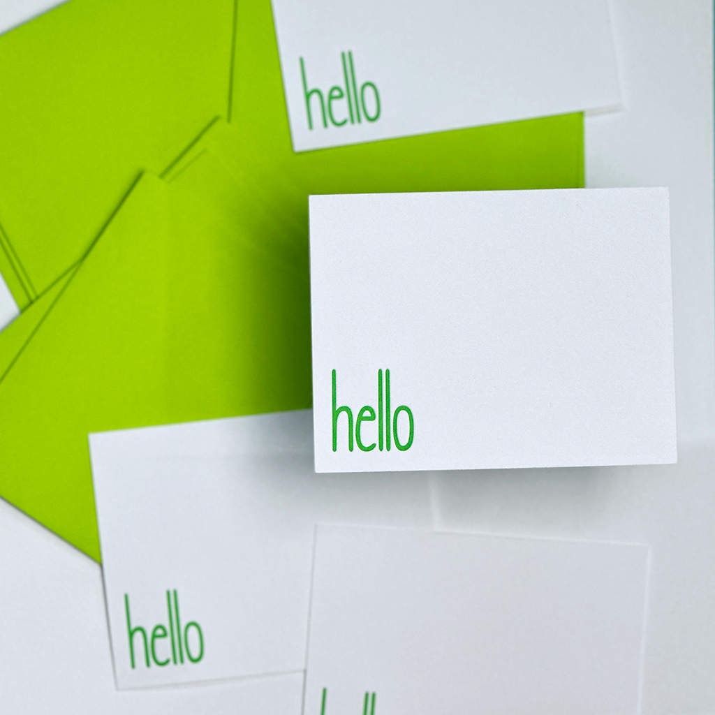 Skinny Hello Notecard, Letterpress Note Card Set