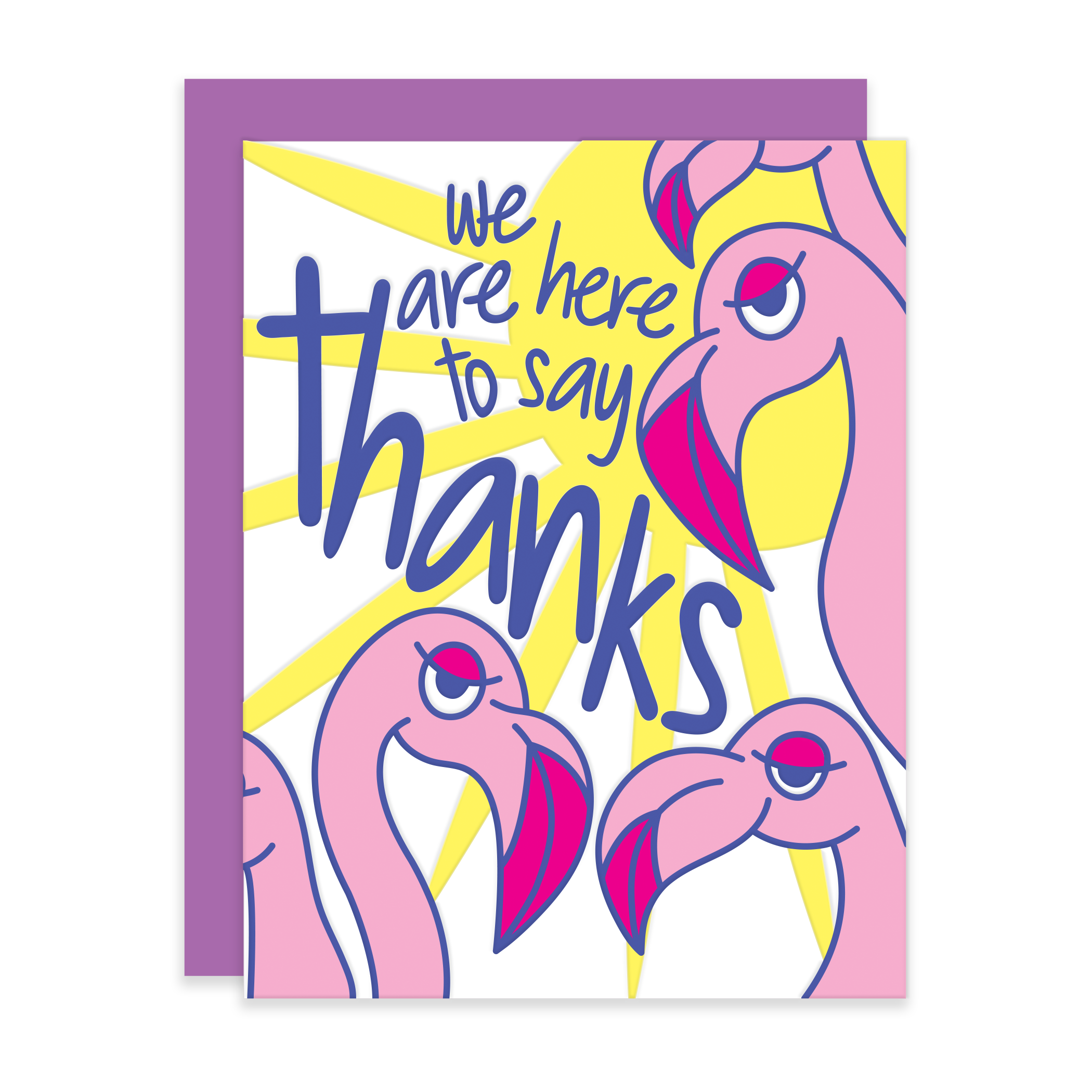 Pink Flamingo, Letterpress Thank You Card