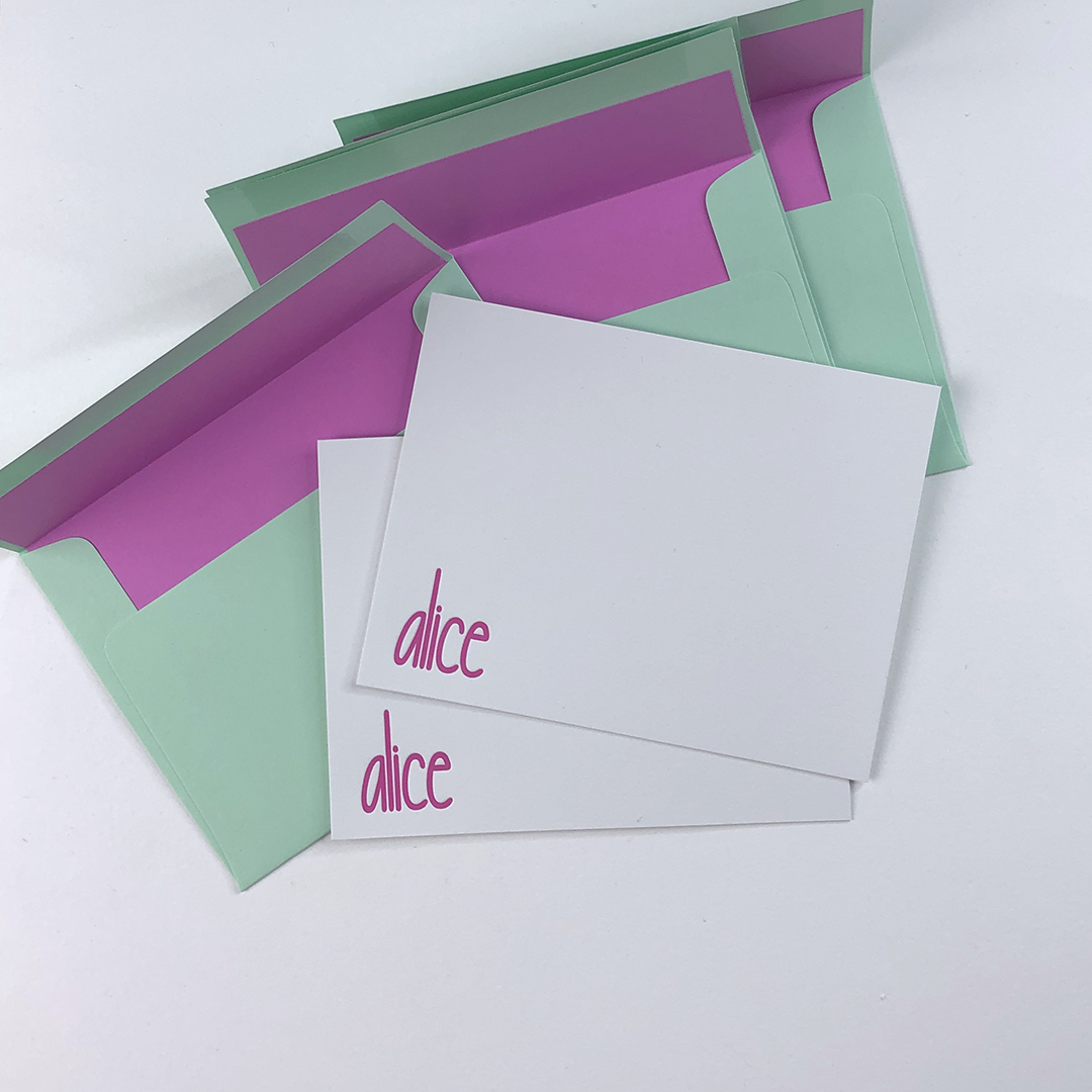 Neon Personalized Stationery Set | Letterpress Notecards